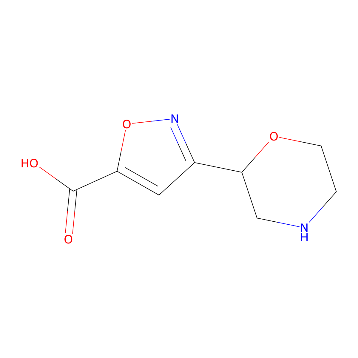 3-(Morpholin-2-yl)-1,2-oxazole-5-carboxylic acid molecular structure, CAS 2680846-61-9