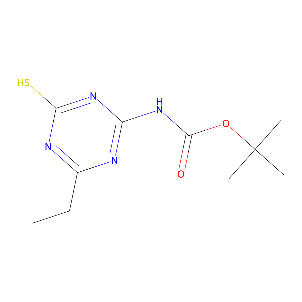 tert-butyl N-(4-ethyl-6-sulfanyl-1,3,5-triazin-2-yl)carbamate molecular structure, CAS 2680846-62-0