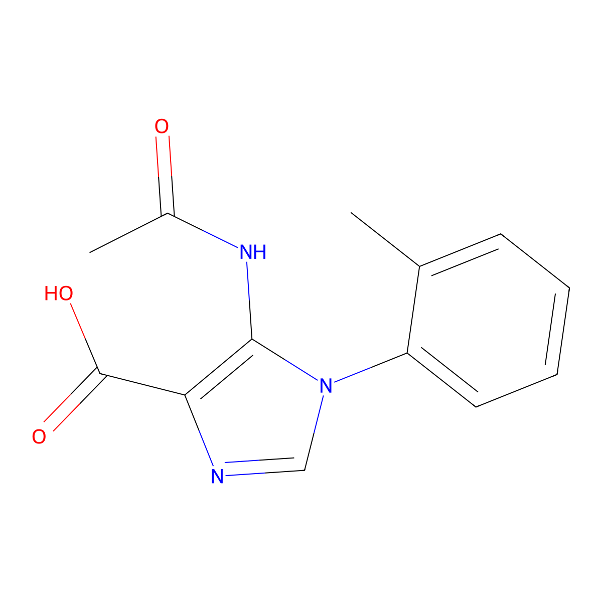 5-acetamido-1-(2-methylphenyl)-1H-imidazole-4-carboxylic acid molecular structure, CAS 2680846-63-1