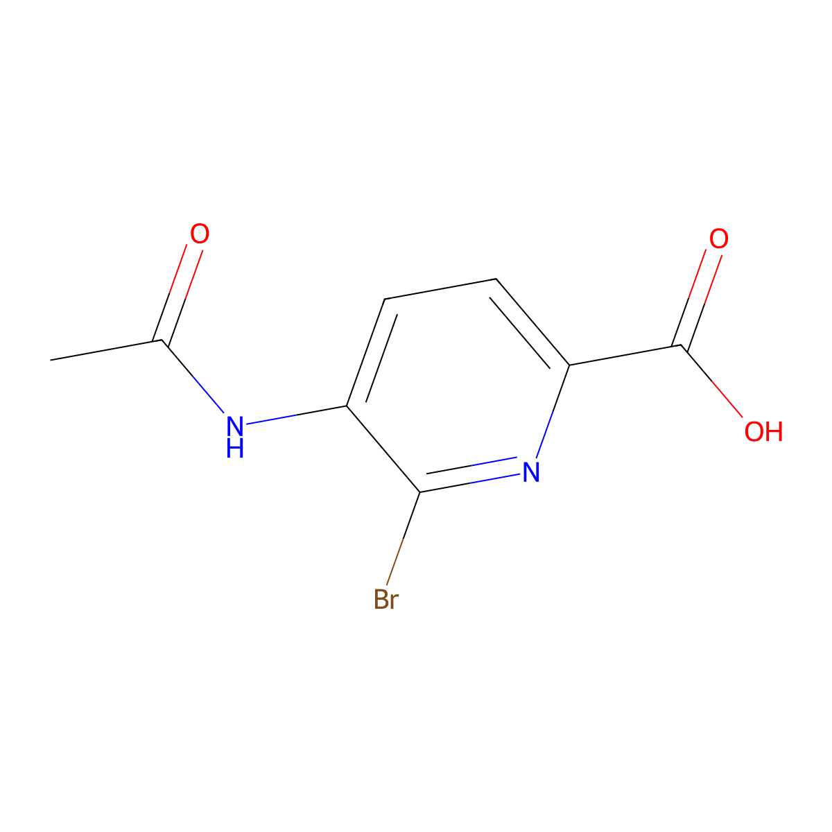 6-Bromo-5-acetamidopyridine-2-carboxylic acid molecular structure, CAS 2680846-67-5