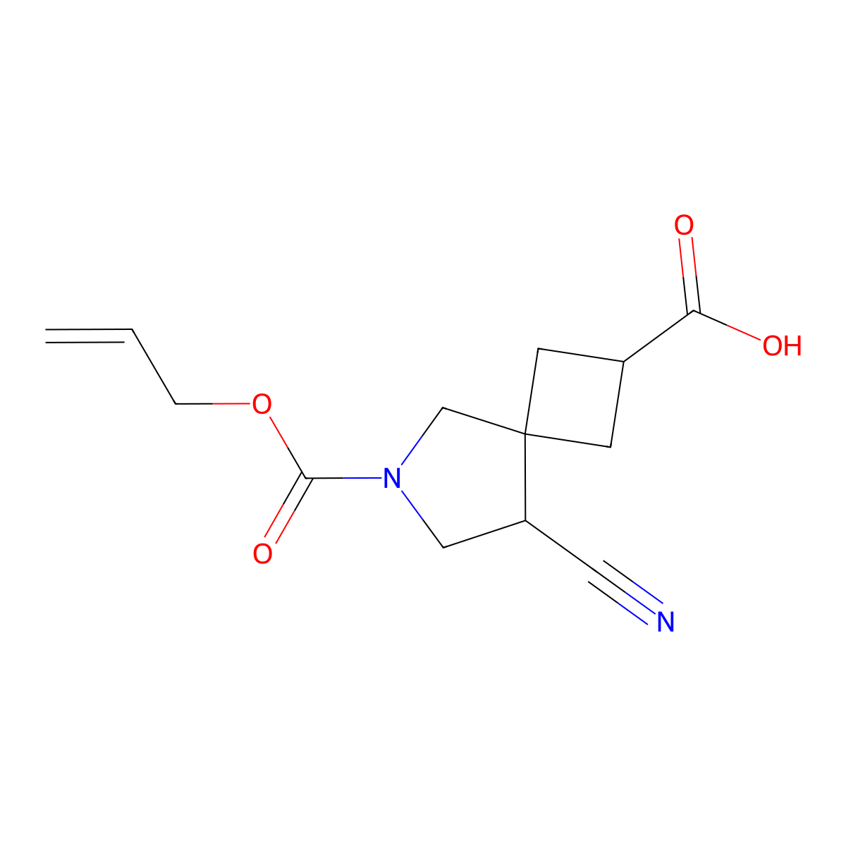 8-Cyano-6-[(prop-2-en-1-yloxy)carbonyl]-6-azaspiro[3.4]octane-2-carboxylic acid molecular structure, CAS 2680846-85-7
