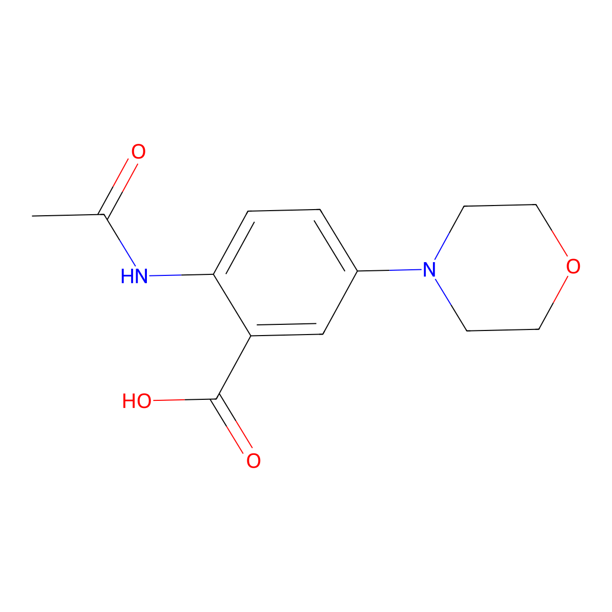 2-Acetamido-5-(morpholin-4-yl)benzoic acid molecular structure, CAS 2680846-93-7