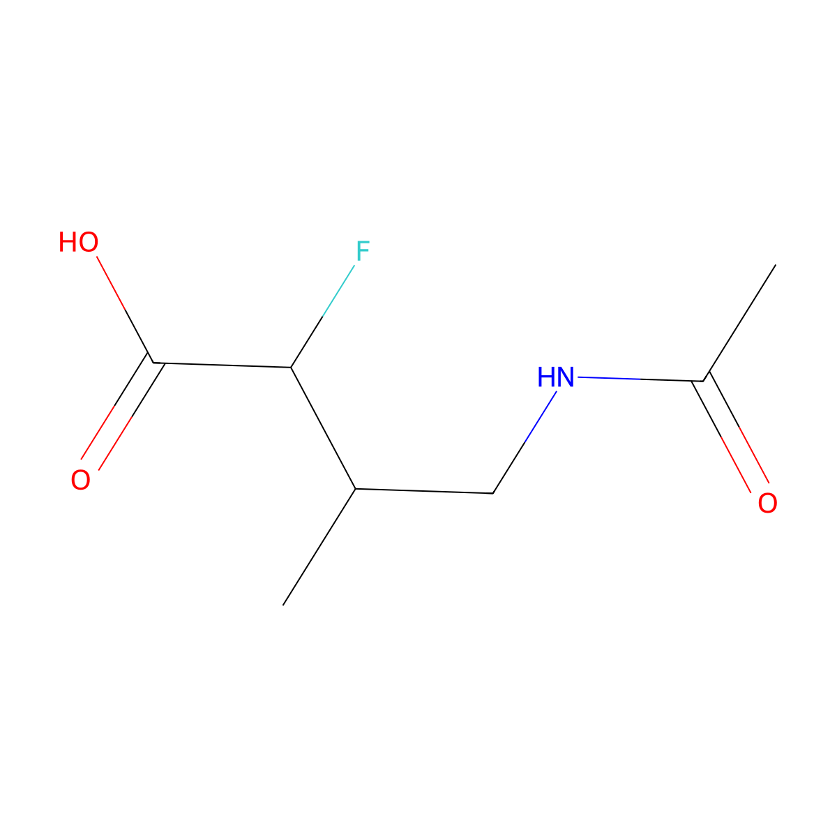 4-Acetamido-2-fluoro-3-methylbutanoic acid molecular structure, CAS 2680846-95-9