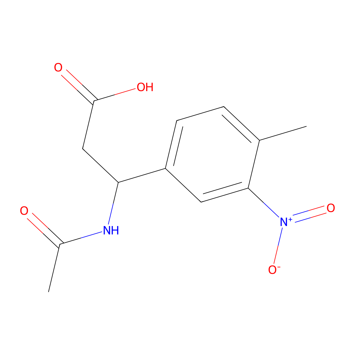 3-Acetamido-3-(4-methyl-3-nitrophenyl)propanoic acid molecular structure, CAS 2680847-02-1