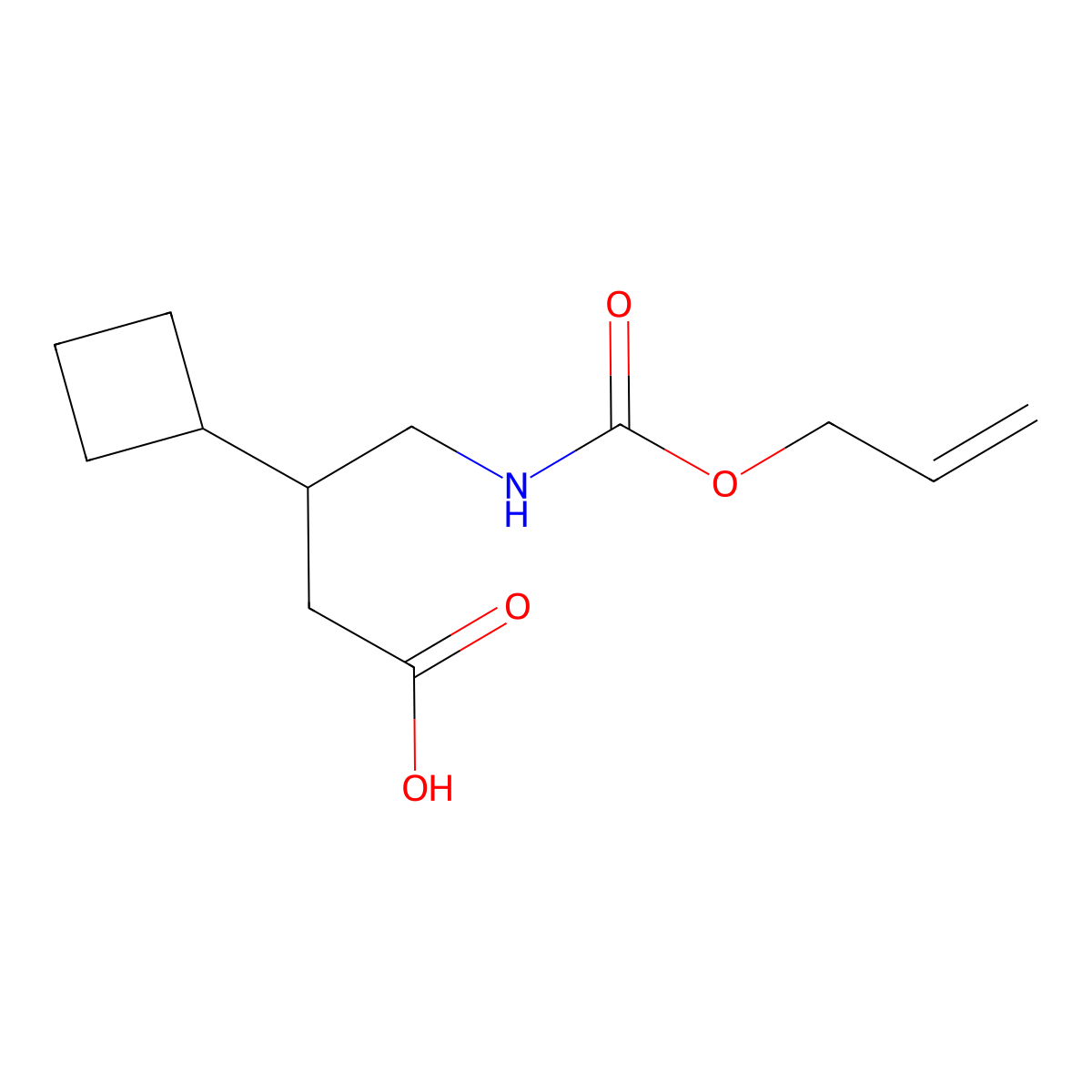 3-Cyclobutyl-4-{[(prop-2-en-1-yloxy)carbonyl]amino}butanoic acid molecular structure, CAS 2680847-05-4