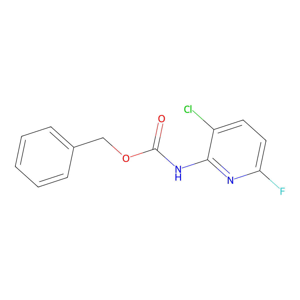 benzyl N-(3-chloro-6-fluoropyridin-2-yl)carbamate molecular structure, CAS 2680847-08-7