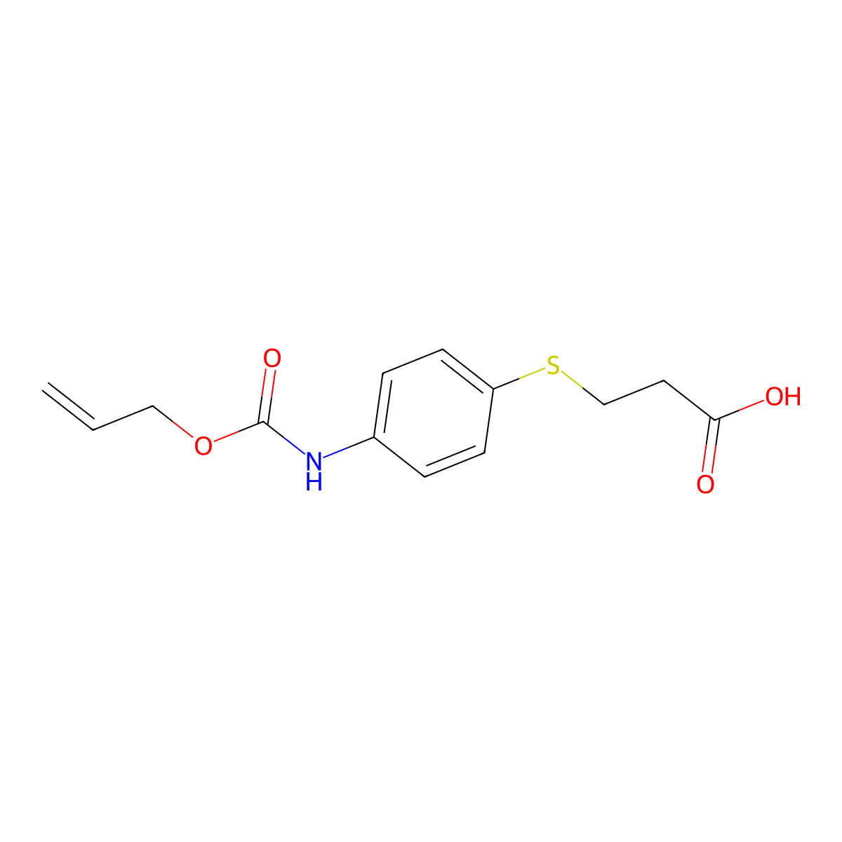 3-[(4-{[(Prop-2-en-1-yloxy)carbonyl]amino}phenyl)sulfanyl]propanoic acid molecular structure, CAS 2680847-18-9
