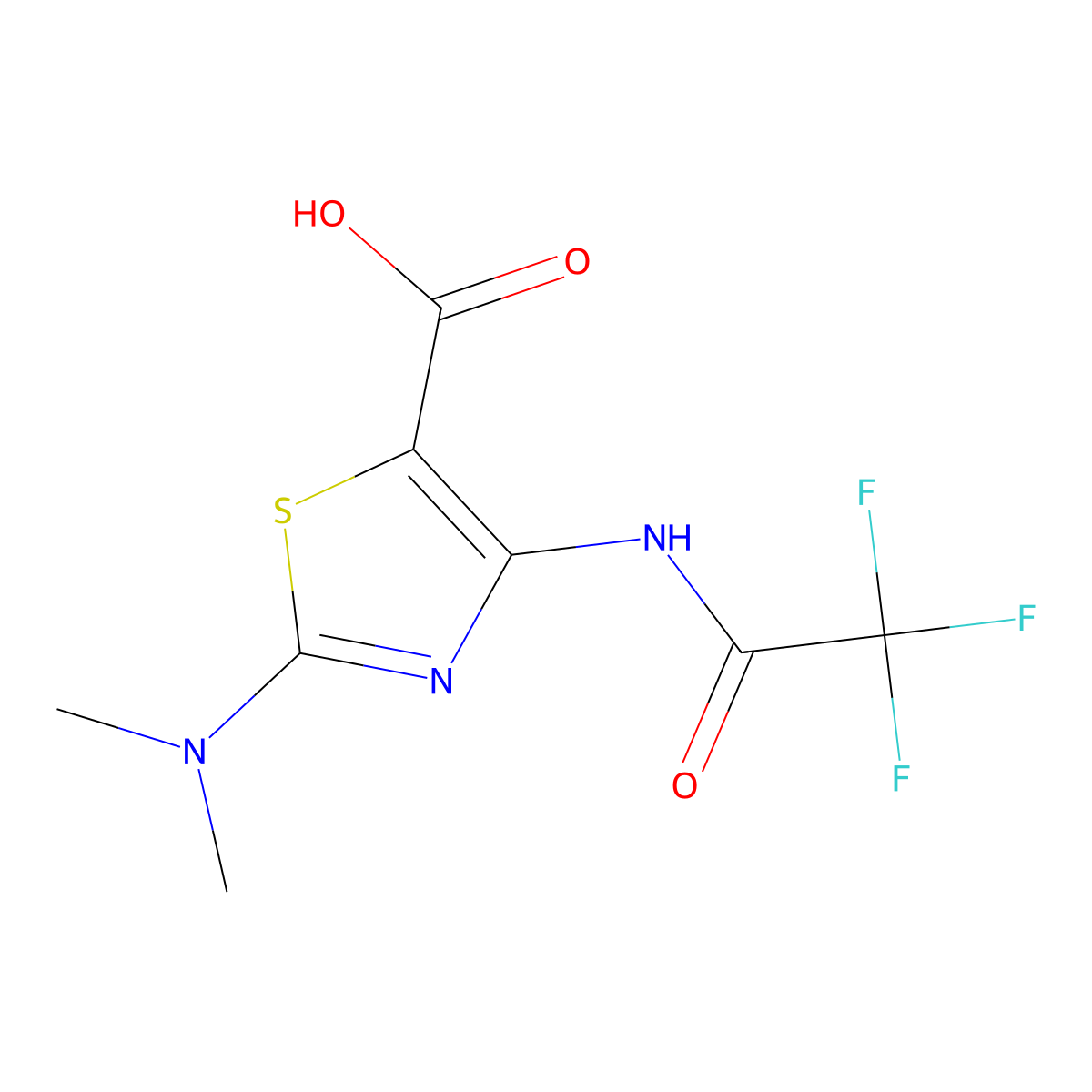 2-(Dimethylamino)-4-(2,2,2-trifluoroacetamido)-1,3-thiazole-5-carboxylic acid molecular structure, CAS 2680847-21-4