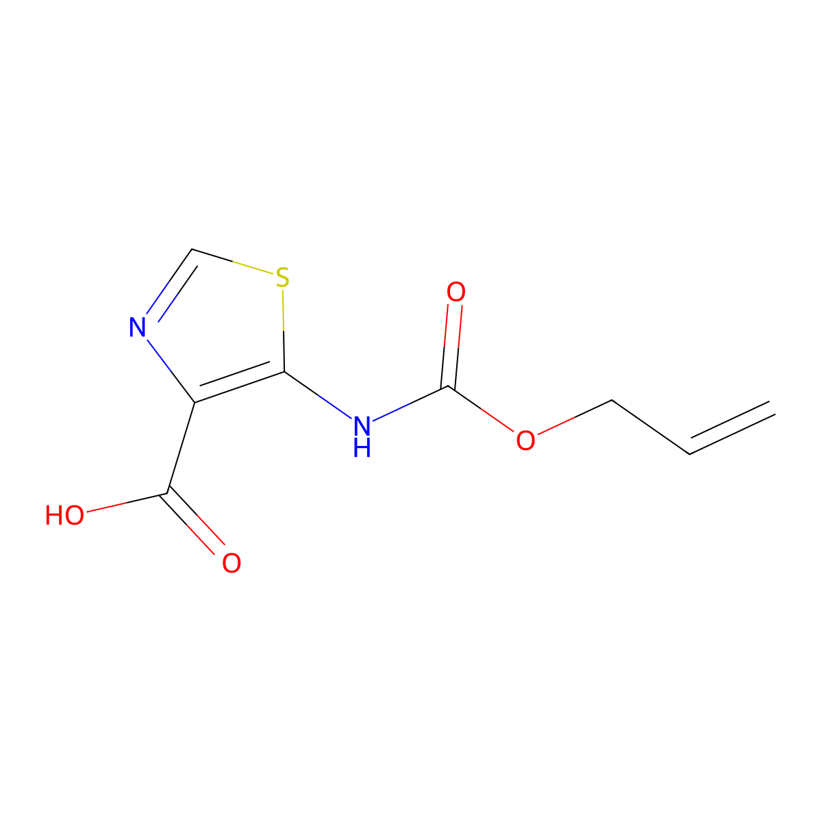 5-{[(Prop-2-en-1-yloxy)carbonyl]amino}-1,3-thiazole-4-carboxylic acid molecular structure, CAS 2680847-24-7