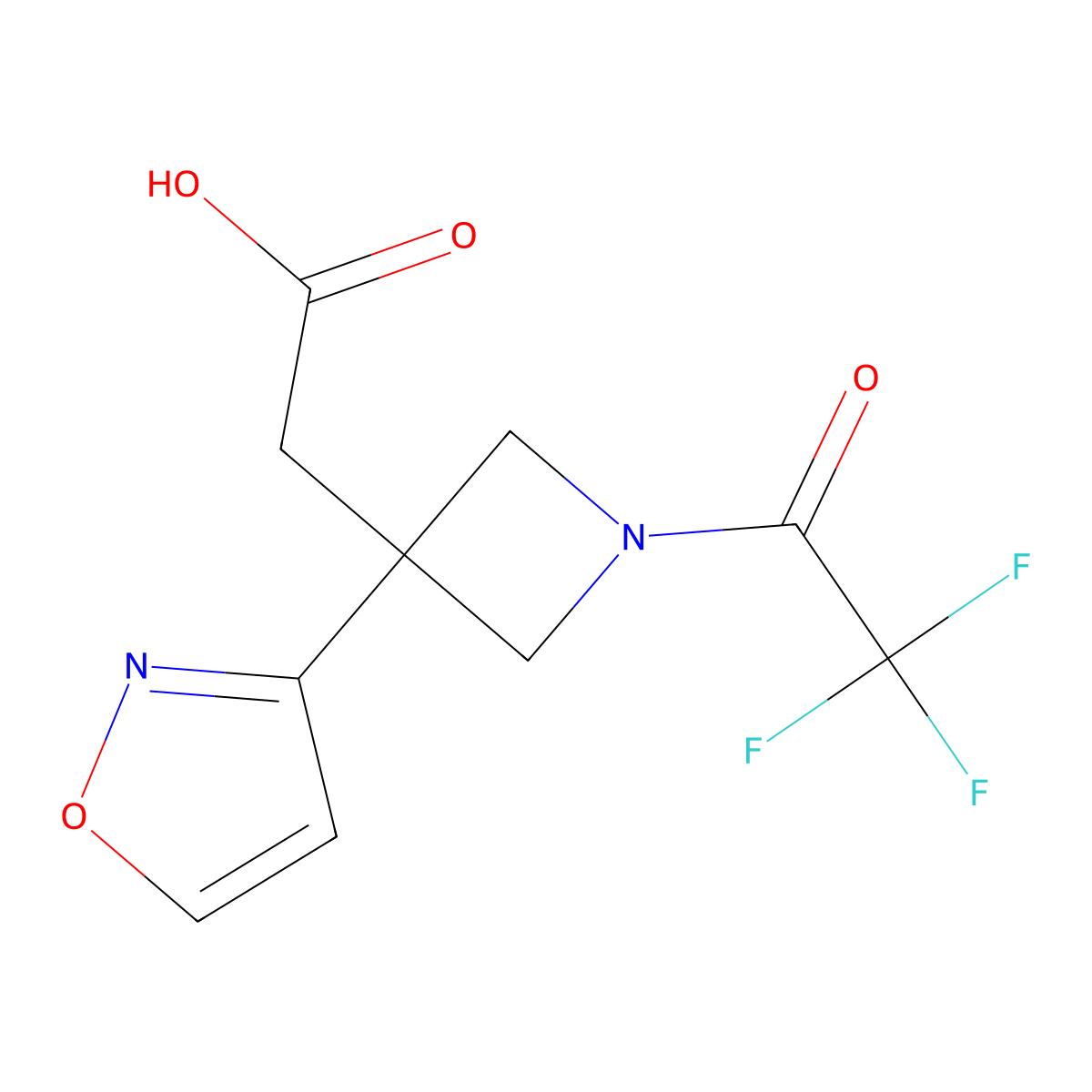 2-[3-(1,2-Oxazol-3-yl)-1-(2,2,2-trifluoroacetyl)azetidin-3-yl]acetic acid molecular structure, CAS 2680847-27-0