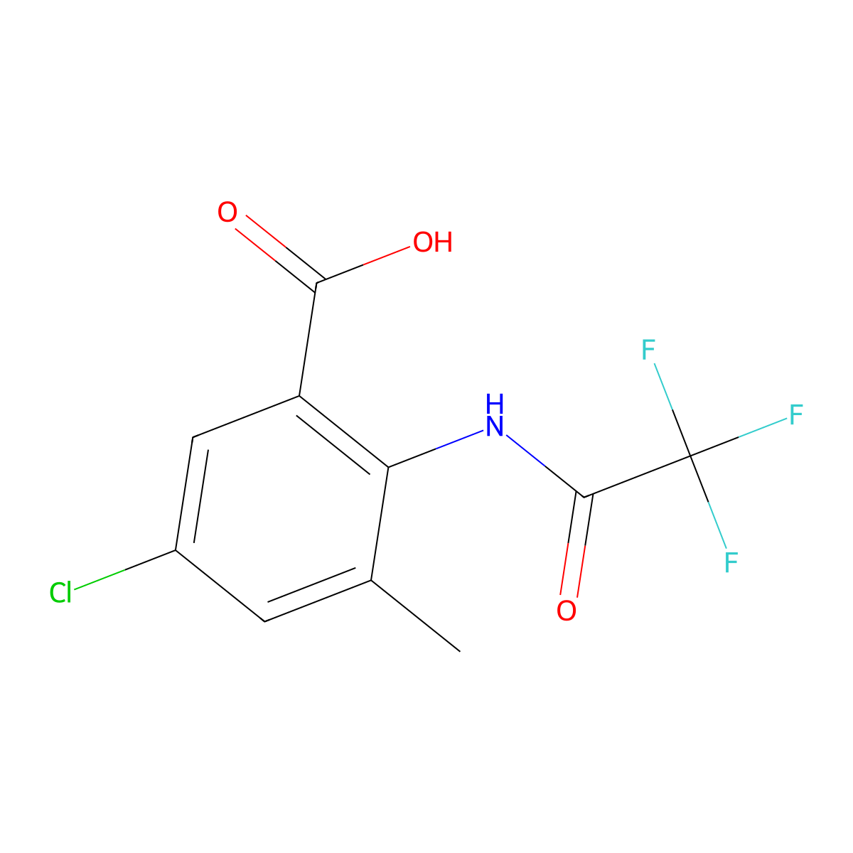5-Chloro-3-methyl-2-(2,2,2-trifluoroacetamido)benzoic acid molecular structure, CAS 2680847-29-2