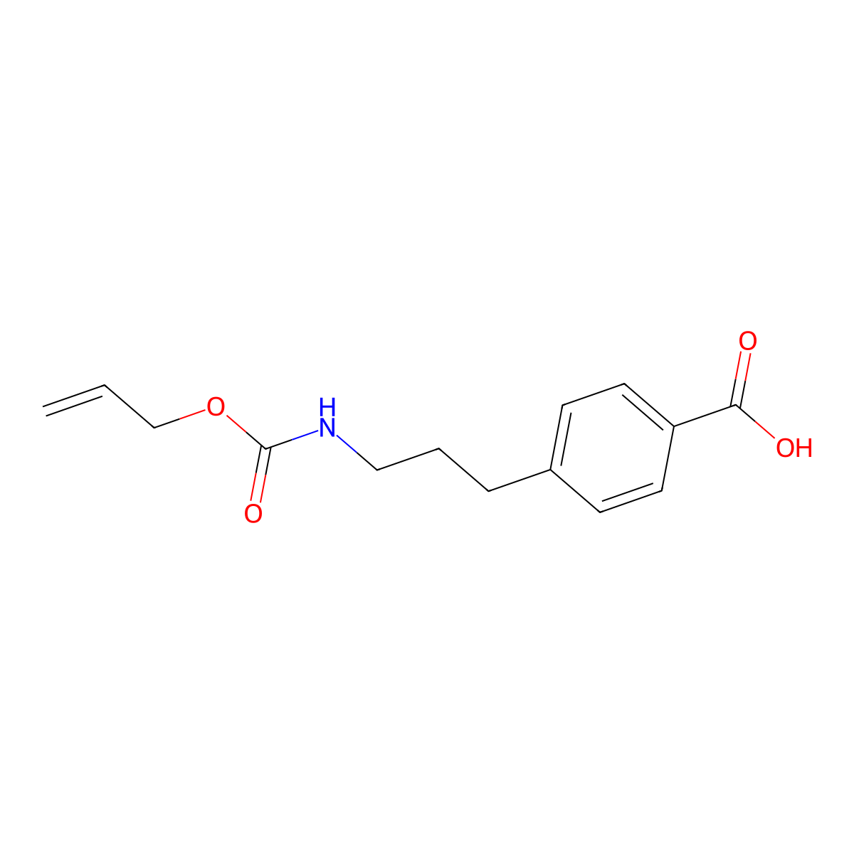 4-(3-{[(Prop-2-en-1-yloxy)carbonyl]amino}propyl)benzoic acid molecular structure, CAS 2680847-32-7