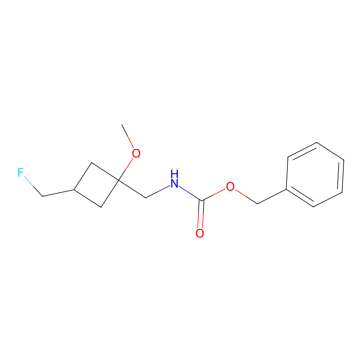 benzyl N-{[3-(fluoromethyl)-1-methoxycyclobutyl]methyl}carbamate molecular structure, CAS 2680847-38-3