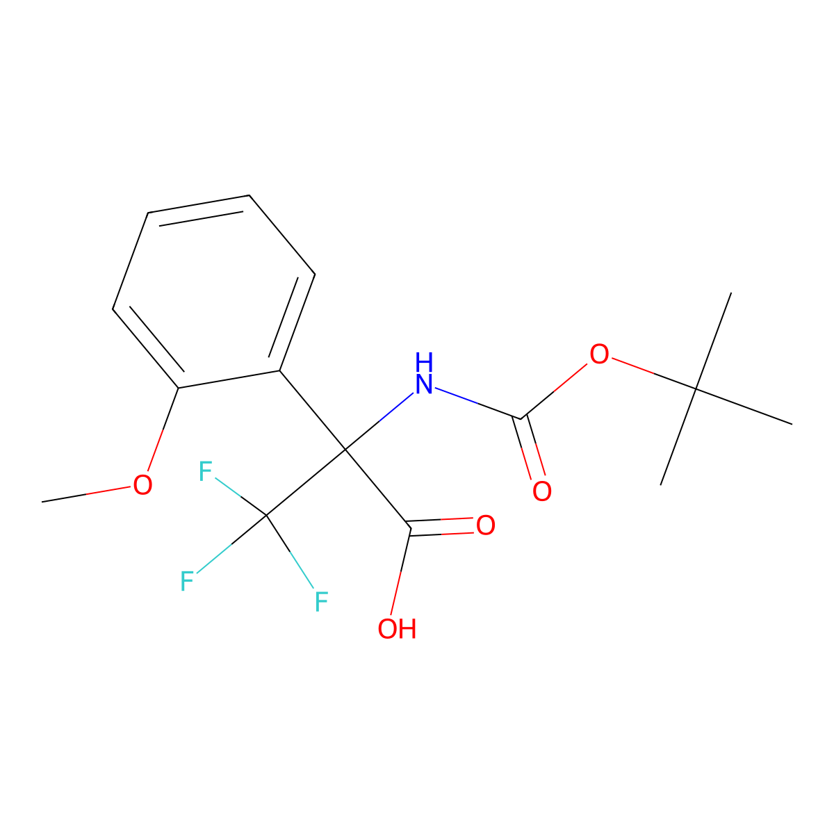 2-{[(Tert-butoxy)carbonyl]amino}-3,3,3-trifluoro-2-(2-methoxyphenyl)propanoic acid molecular structure, CAS 2680847-40-7