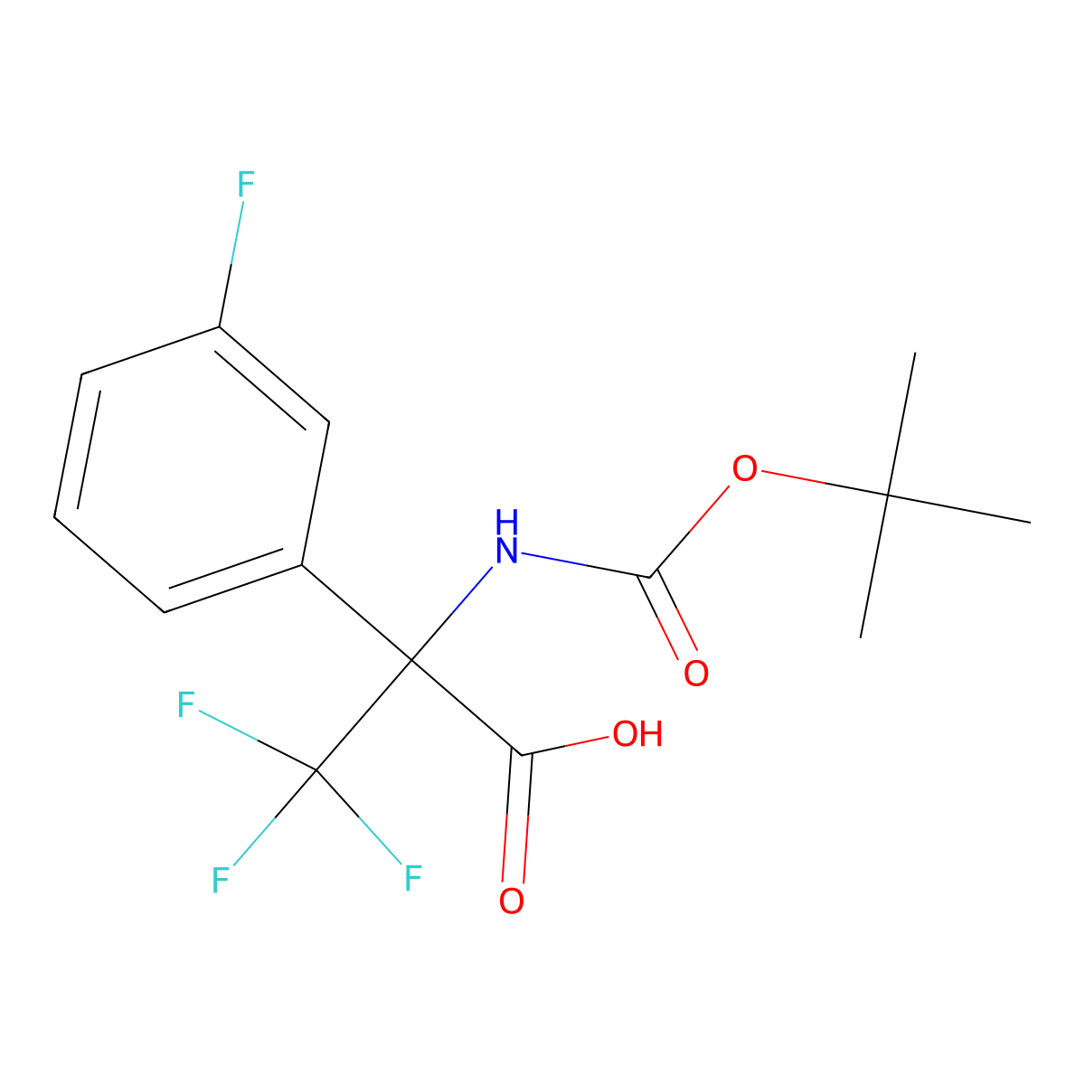 2-{[(Tert-butoxy)carbonyl]amino}-3,3,3-trifluoro-2-(3-fluorophenyl)propanoic acid molecular structure, CAS 2680847-41-8