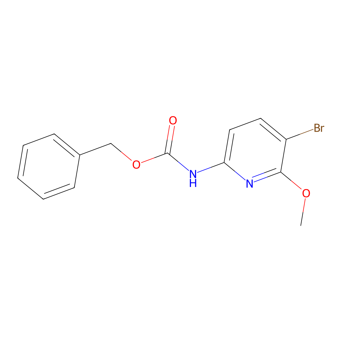 benzyl N-(5-bromo-6-methoxypyridin-2-yl)carbamate molecular structure, CAS 2680847-42-9