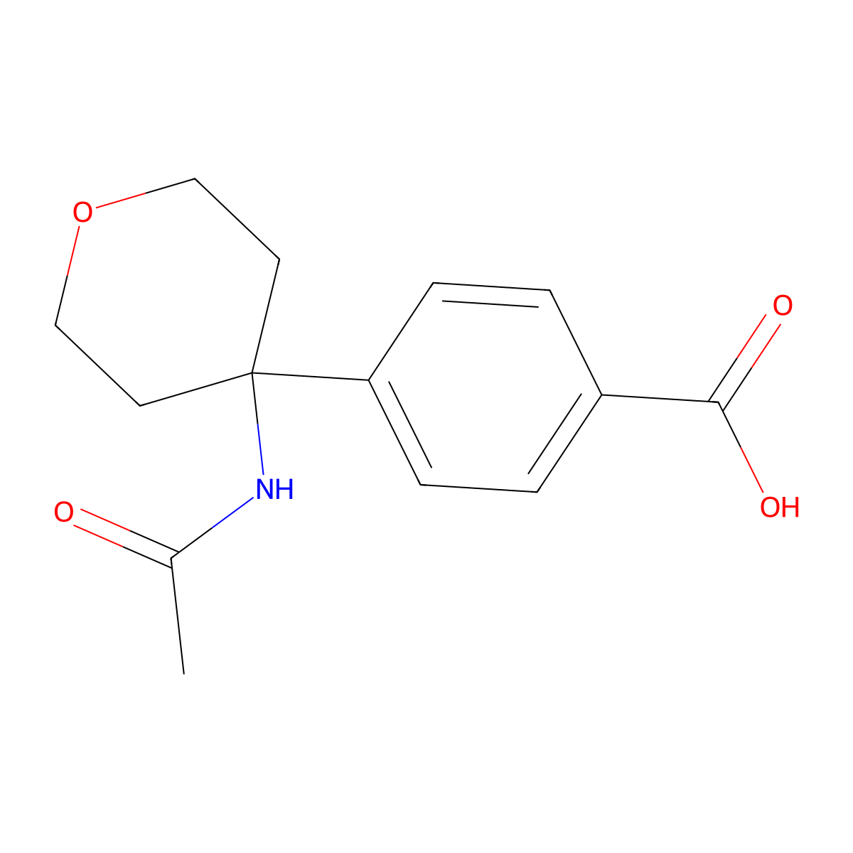 4-(4-Acetamidooxan-4-yl)benzoic acid molecular structure, CAS 2680847-57-6