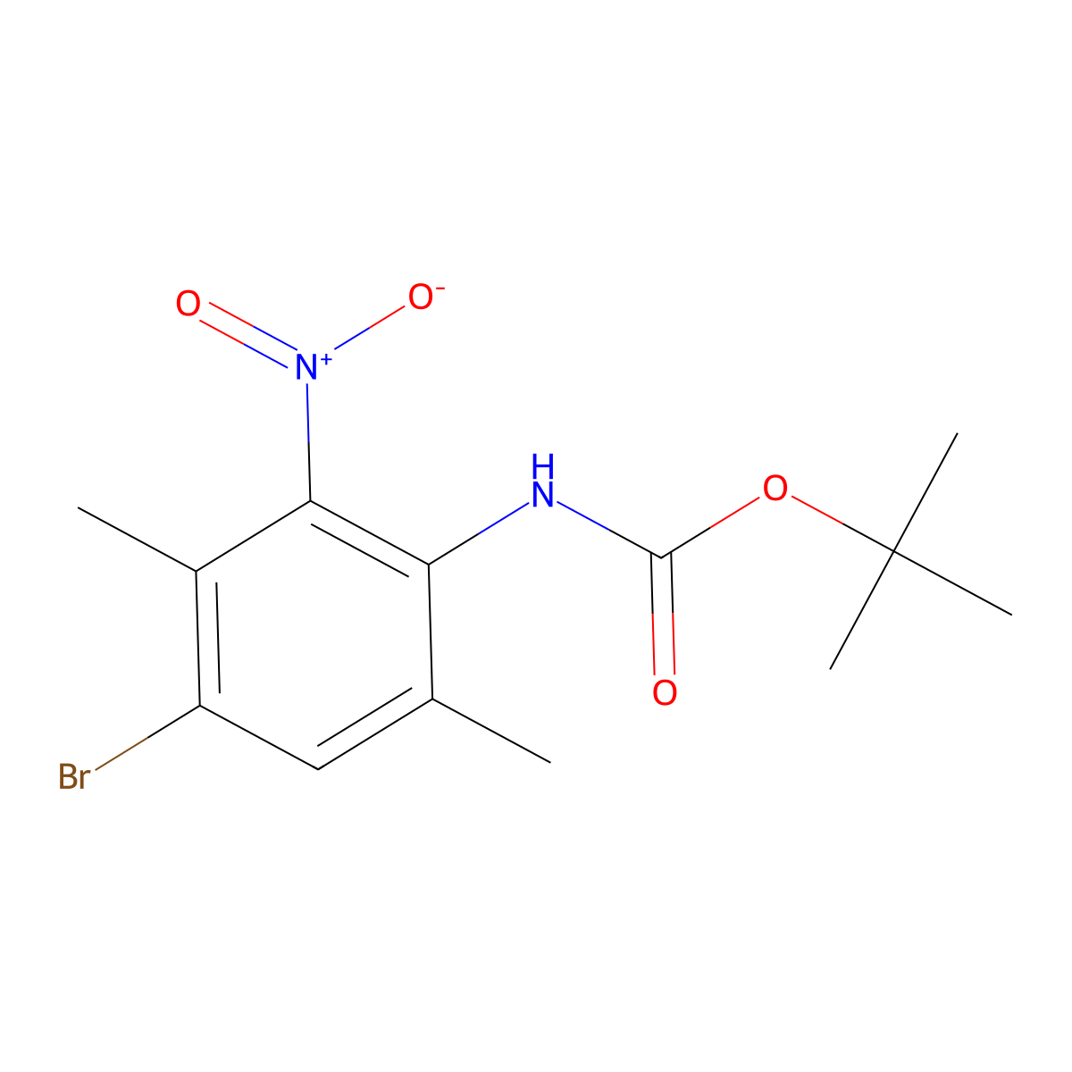 tert-butyl N-(4-bromo-3,6-dimethyl-2-nitrophenyl)carbamate molecular structure, CAS 2680847-58-7