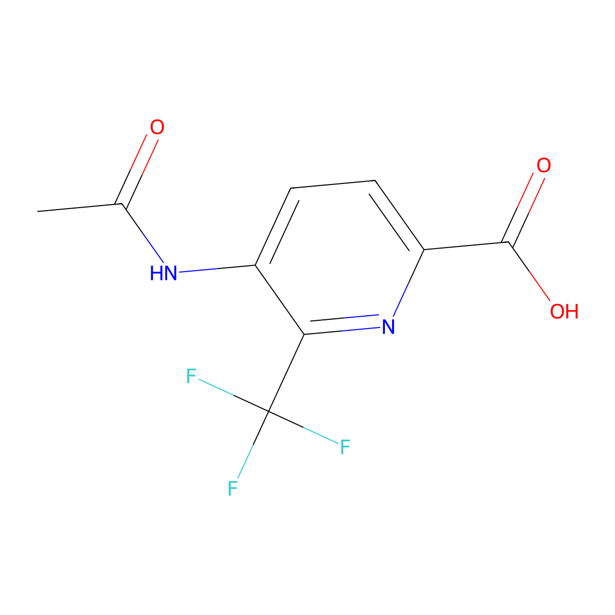 5-Acetamido-6-(trifluoromethyl)pyridine-2-carboxylic acid molecular structure, CAS 2680847-60-1