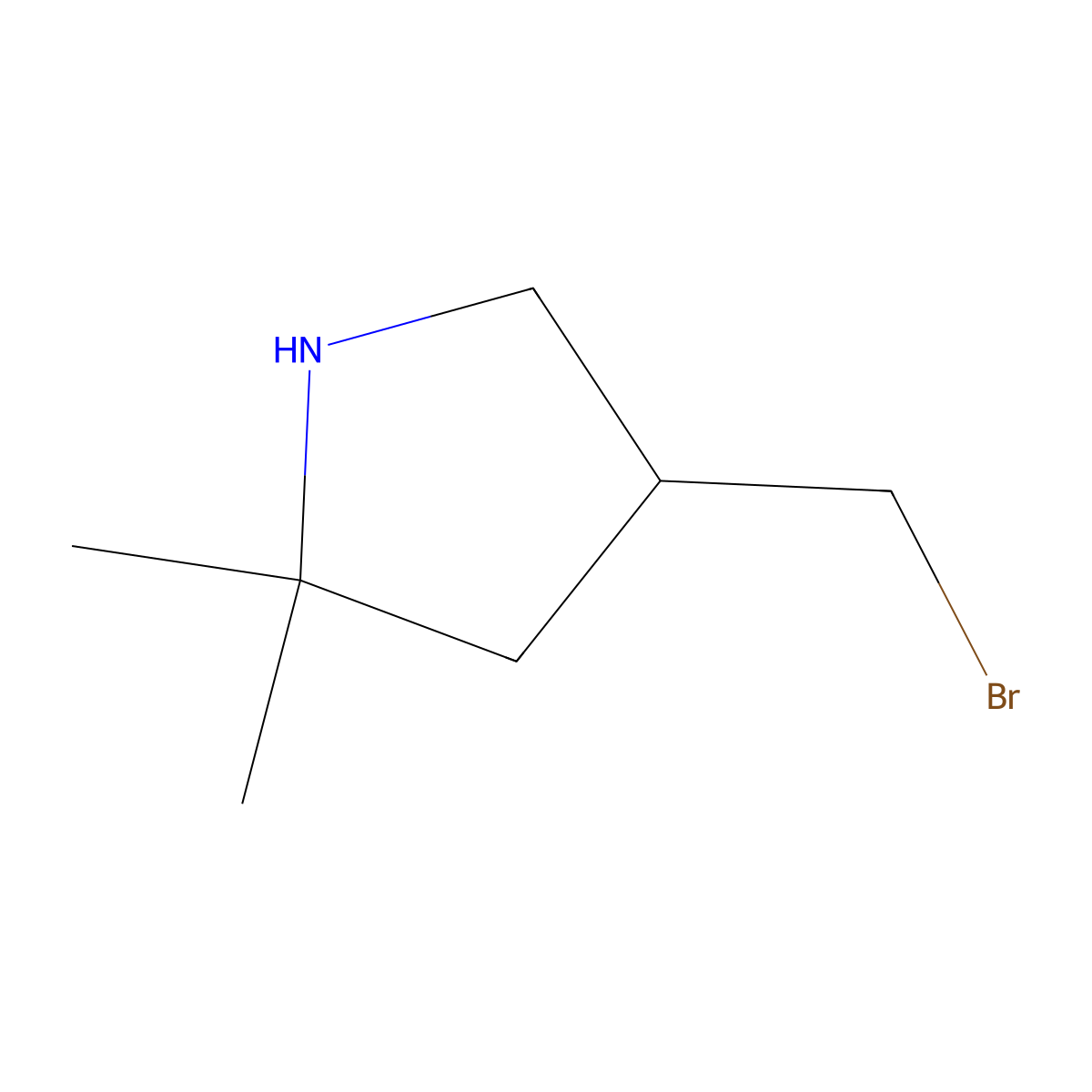 4-(Bromomethyl)-2,2-dimethylpyrrolidine molecular structure, CAS 2680847-64-5