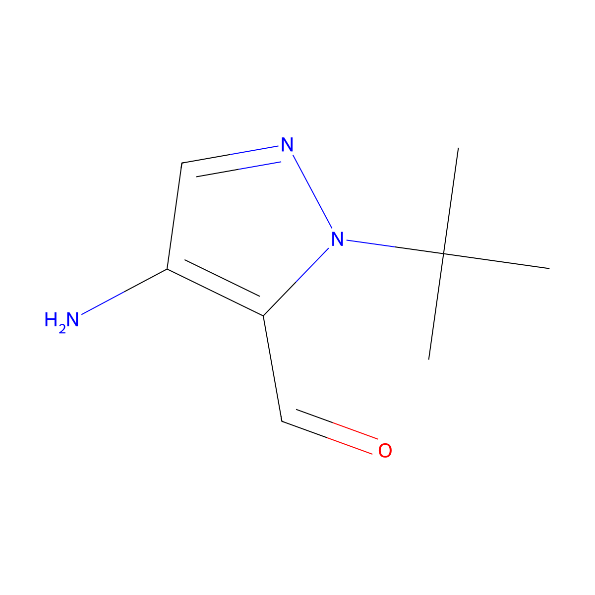 4-amino-1-tert-butyl-1H-pyrazole-5-carbaldehyde molecular structure, CAS 2680847-65-6