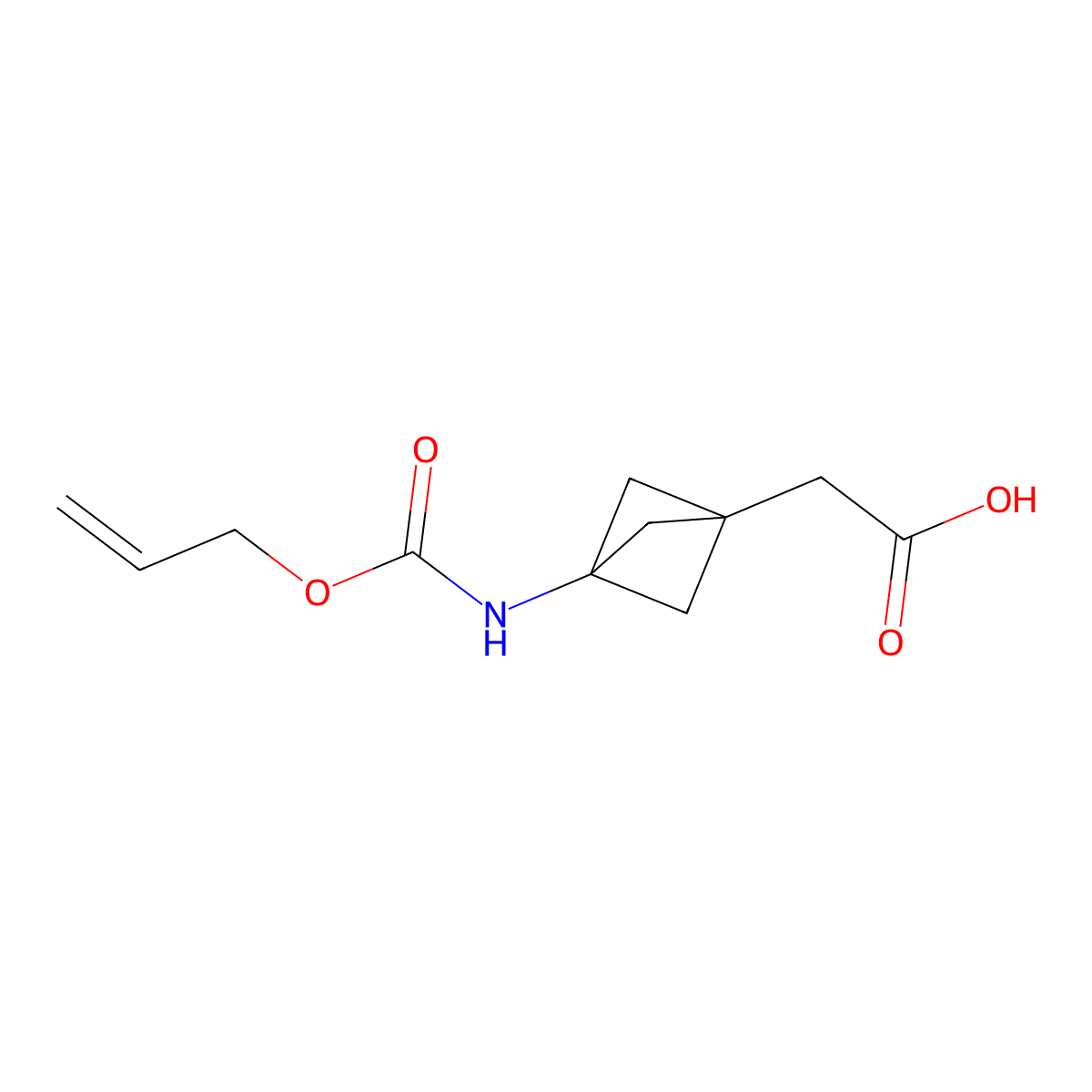 2-(3-{[(Prop-2-en-1-yloxy)carbonyl]amino}bicyclo[1.1.1]pentan-1-yl)acetic acid molecular structure, CAS 2680847-66-7