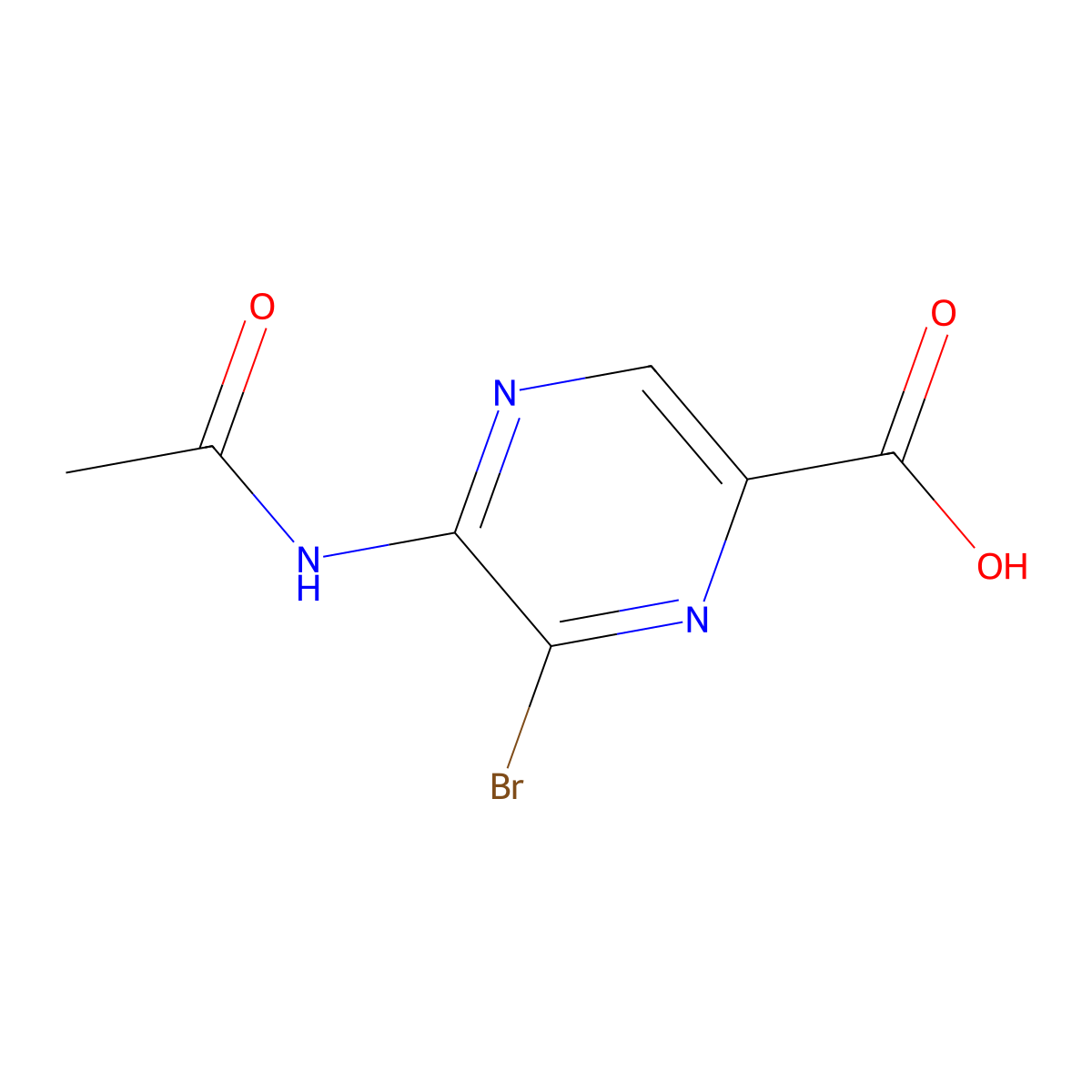 6-Bromo-5-acetamidopyrazine-2-carboxylic acid molecular structure, CAS 2680847-67-8