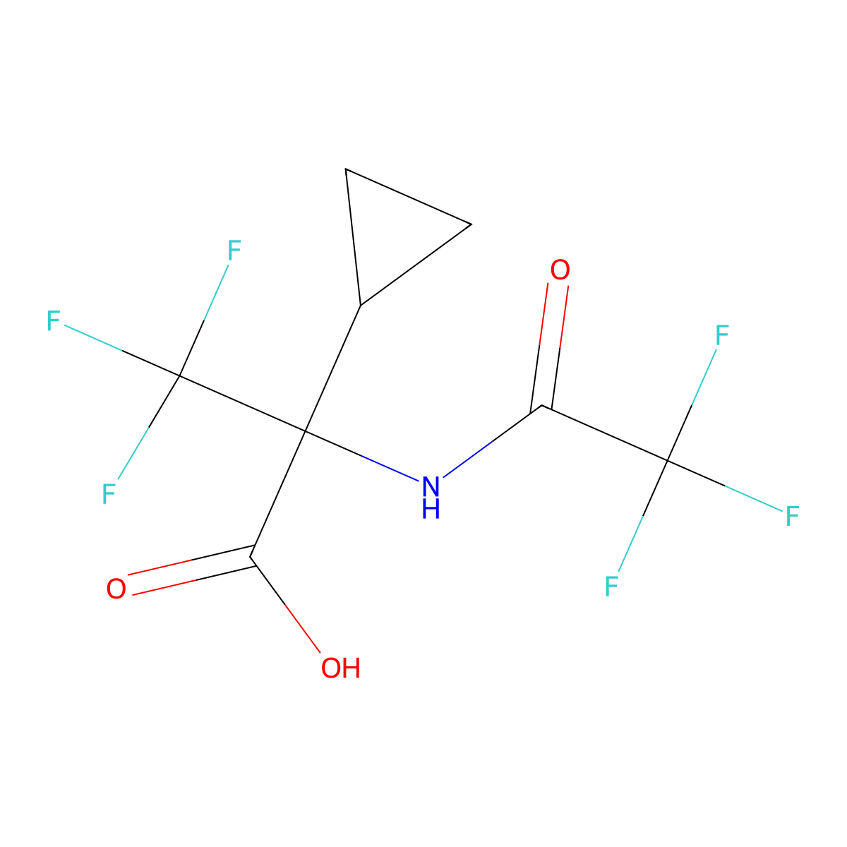 2-Cyclopropyl-3,3,3-trifluoro-2-(2,2,2-trifluoroacetamido)propanoic acid molecular structure, CAS 2680847-68-9