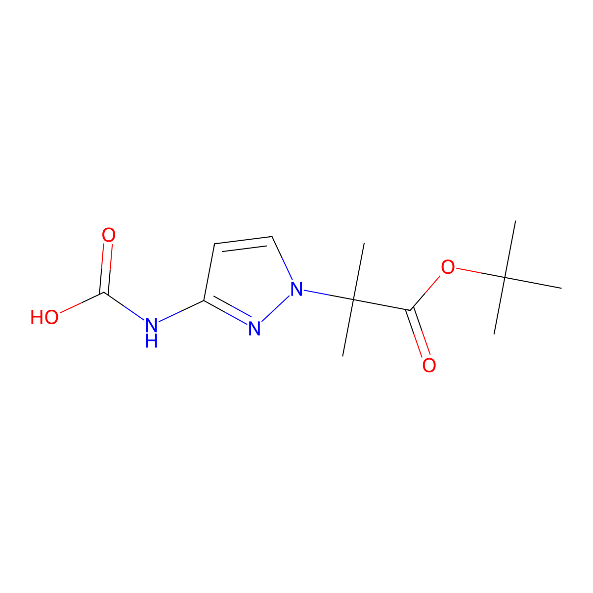 {1-[1-(tert-butoxy)-2-methyl-1-oxopropan-2-yl]-1H-pyrazol-3-yl}carbamic acid molecular structure, CAS 2680847-69-0