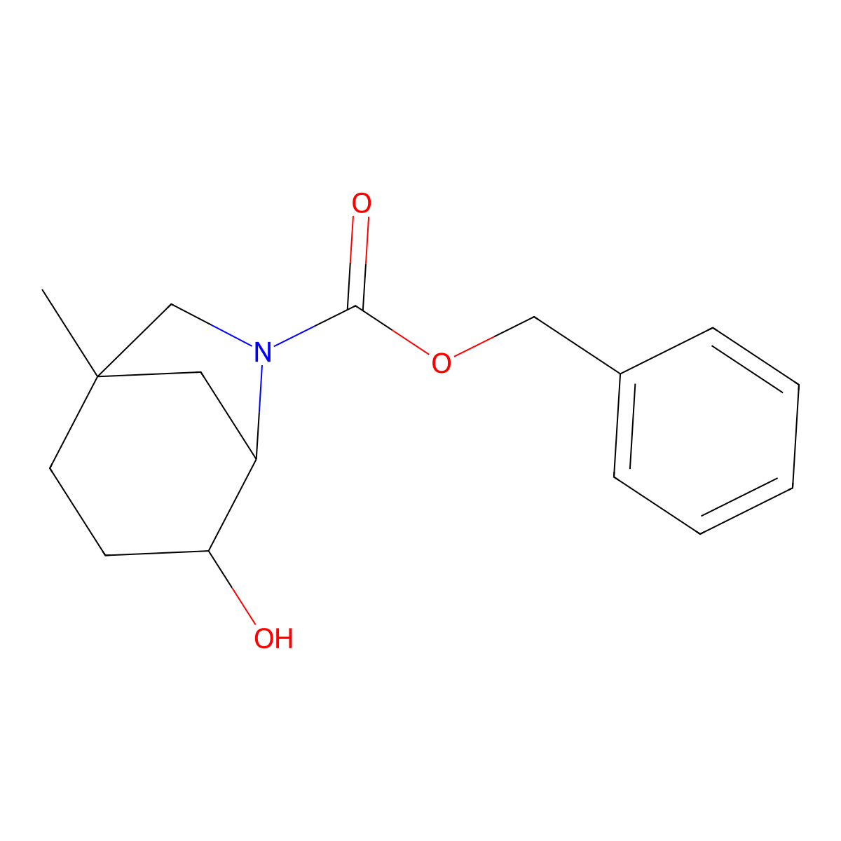 Benzyl 4-hydroxy-1-methyl-6-azabicyclo[3.2.1]octane-6-carboxylate molecular structure, CAS 2680847-70-3