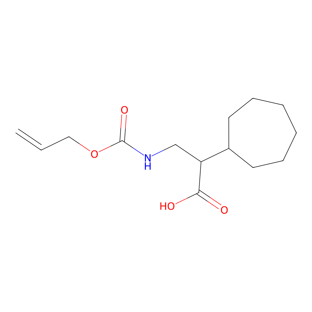 2-Cycloheptyl-3-{[(prop-2-en-1-yloxy)carbonyl]amino}propanoic acid molecular structure, CAS 2680847-75-8