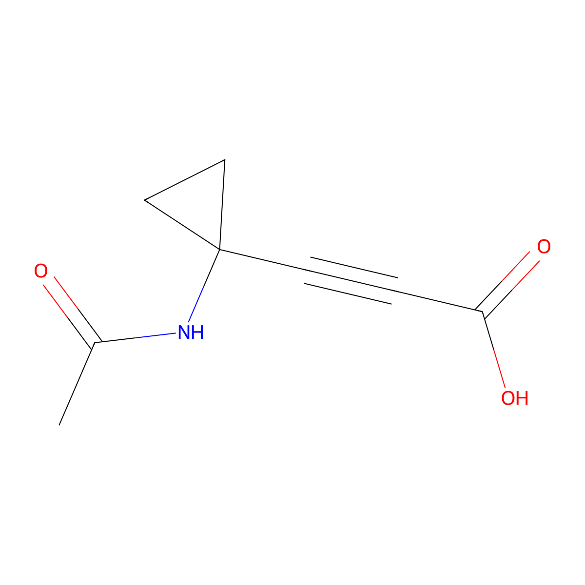 3-(1-Acetamidocyclopropyl)prop-2-ynoic acid molecular structure, CAS 2680847-77-0
