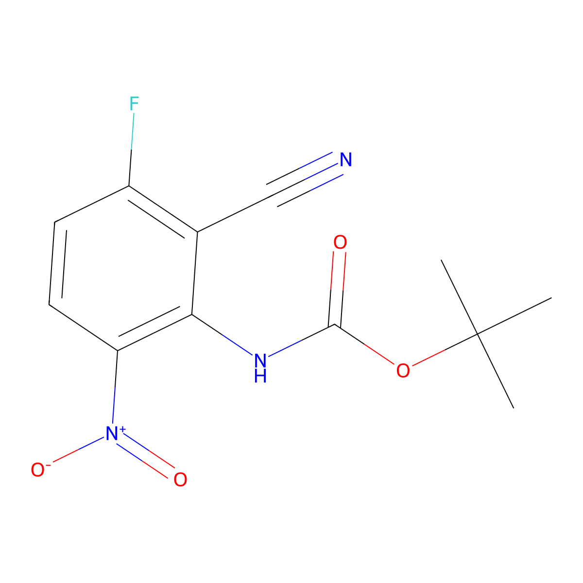 tert-butyl N-(2-cyano-3-fluoro-6-nitrophenyl)carbamate molecular structure, CAS 2680847-84-9
