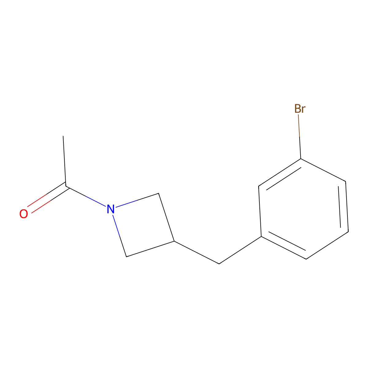 1-{3-[(3-Bromophenyl)methyl]azetidin-1-yl}ethan-1-one molecular structure, CAS 2680847-86-1