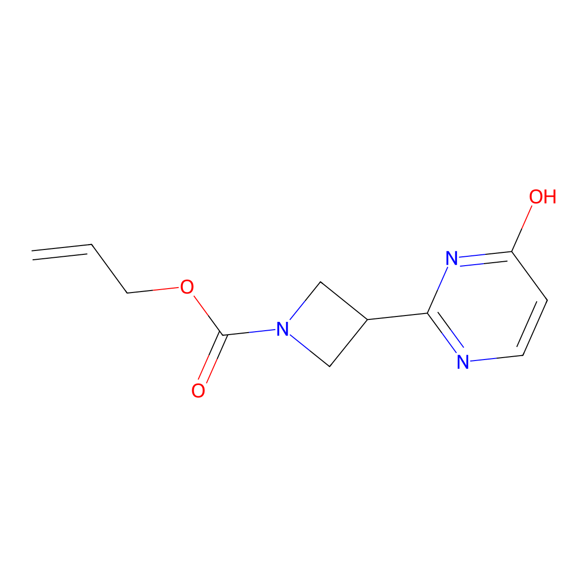 Prop-2-en-1-yl 3-(4-hydroxypyrimidin-2-yl)azetidine-1-carboxylate molecular structure, CAS 2680847-89-4