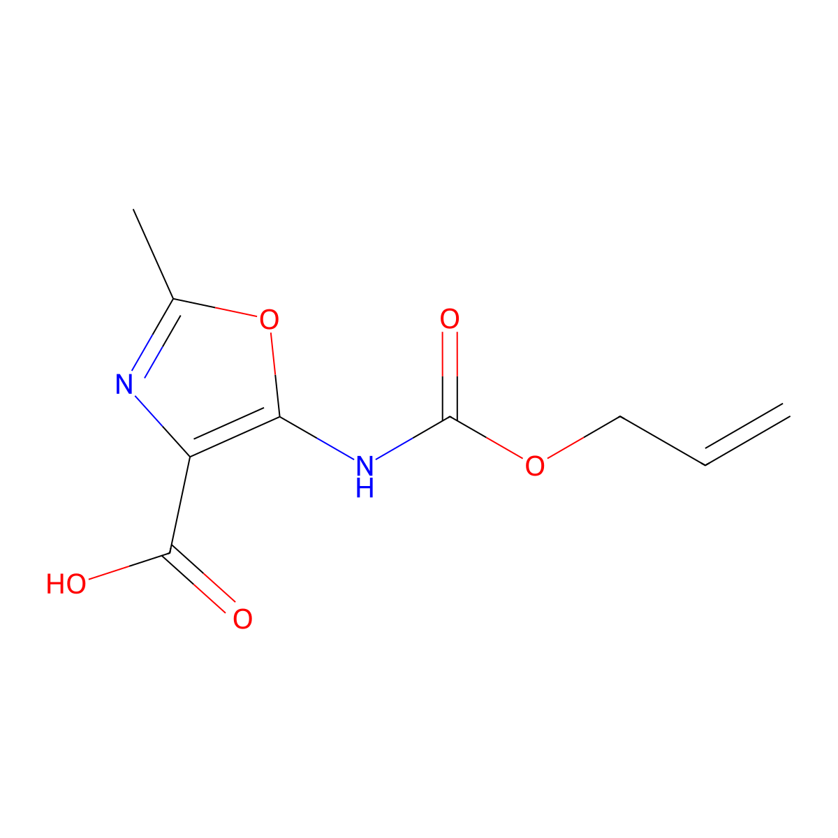 2-Methyl-5-{[(prop-2-en-1-yloxy)carbonyl]amino}-1,3-oxazole-4-carboxylic acid molecular structure, CAS 2680848-01-3