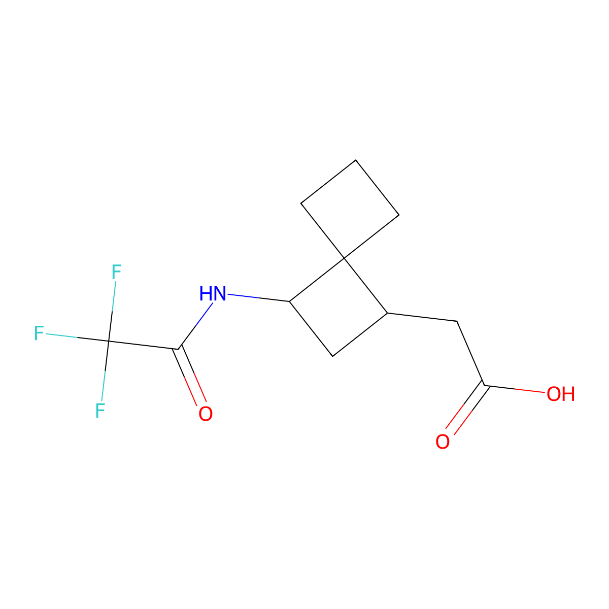 2-[3-(Trifluoroacetamido)spiro[3.3]heptan-1-yl]acetic acid molecular structure, CAS 2680848-28-4