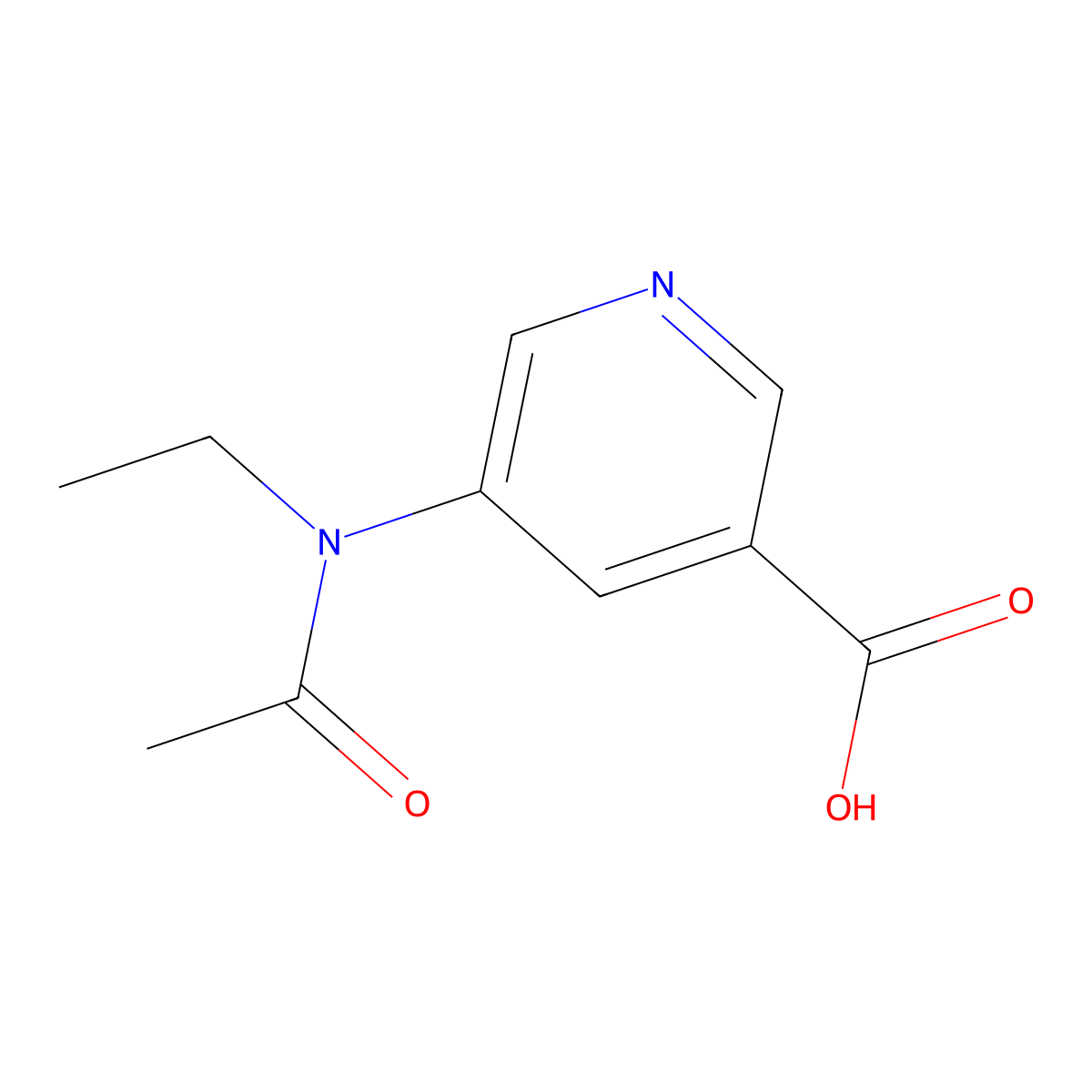 5-(N-ethylacetamido)pyridine-3-carboxylic acid molecular structure, CAS 2680848-34-2