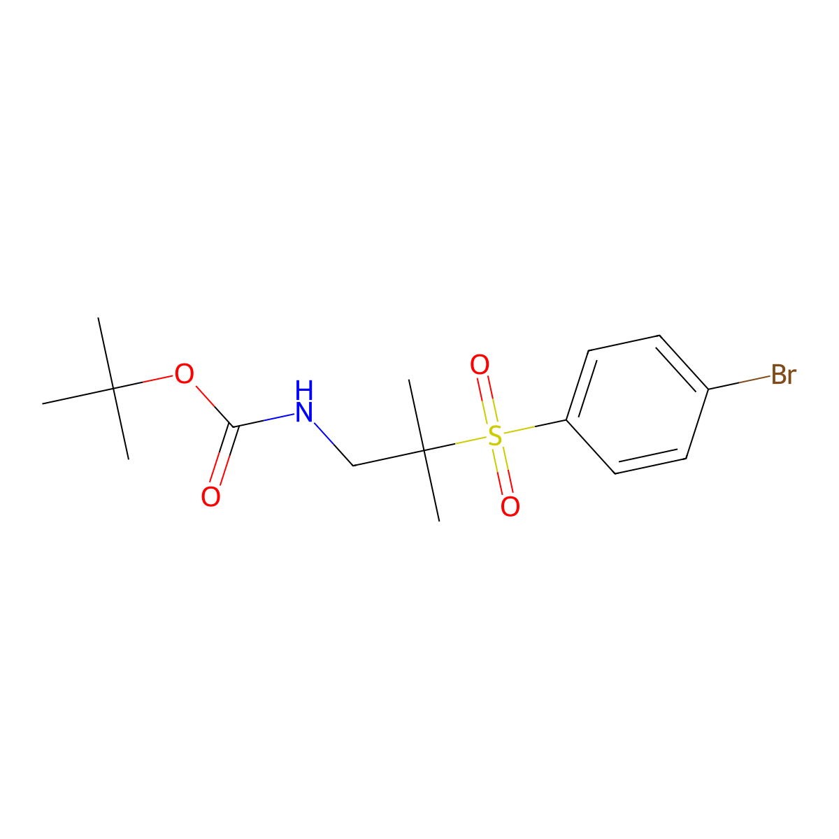 tert-butyl N-[2-(4-bromobenzenesulfonyl)-2-methylpropyl]carbamate molecular structure, CAS 2680848-45-5