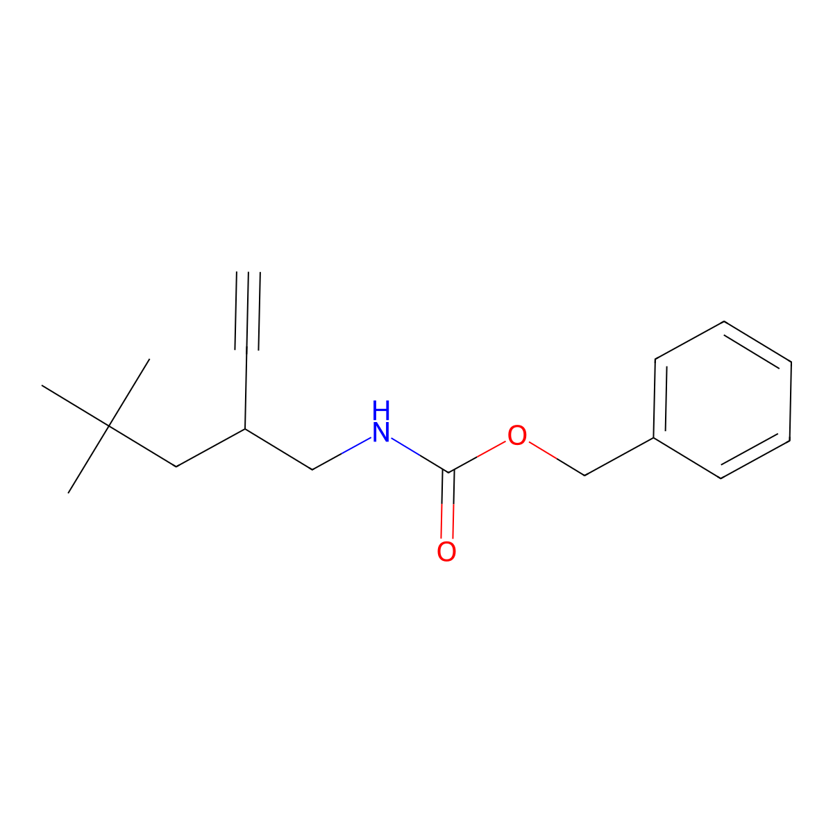 benzyl N-(2-ethynyl-4,4-dimethylpentyl)carbamate molecular structure, CAS 2680848-62-6