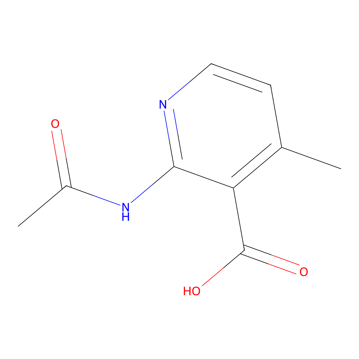 2-Acetamido-4-methylpyridine-3-carboxylic acid molecular structure, CAS 2680848-66-0