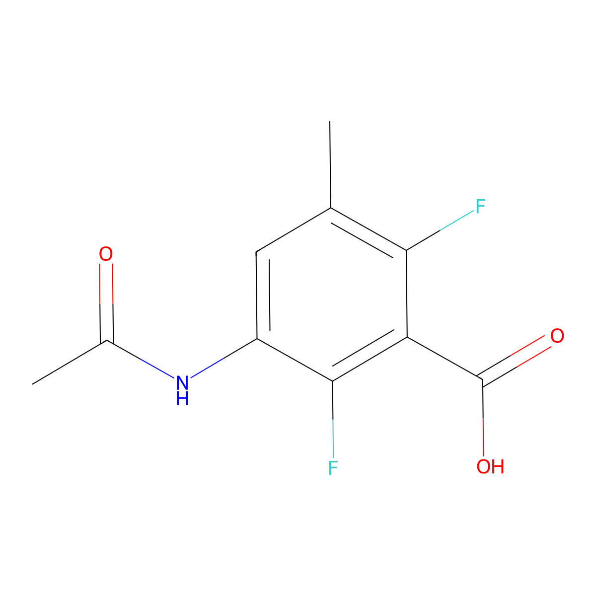 3-Acetamido-2,6-difluoro-5-methylbenzoic acid molecular structure, CAS 2680848-67-1
