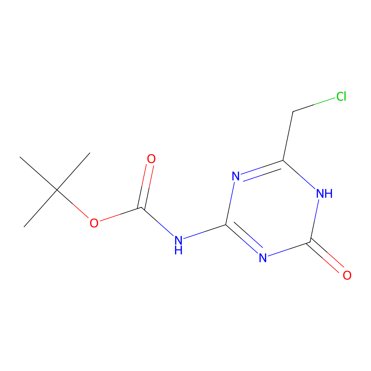tert-butyl N-[6-(chloromethyl)-4-oxo-4,5-dihydro-1,3,5-triazin-2-yl]carbamate molecular structure, CAS 2680848-71-7