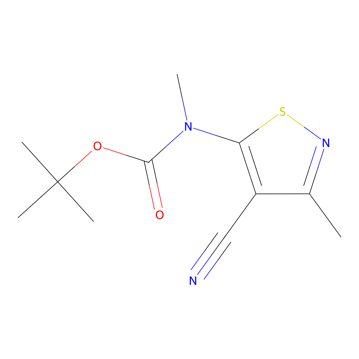 tert-butyl N-(4-cyano-3-methyl-1,2-thiazol-5-yl)-N-methylcarbamate molecular structure, CAS 2680848-82-0
