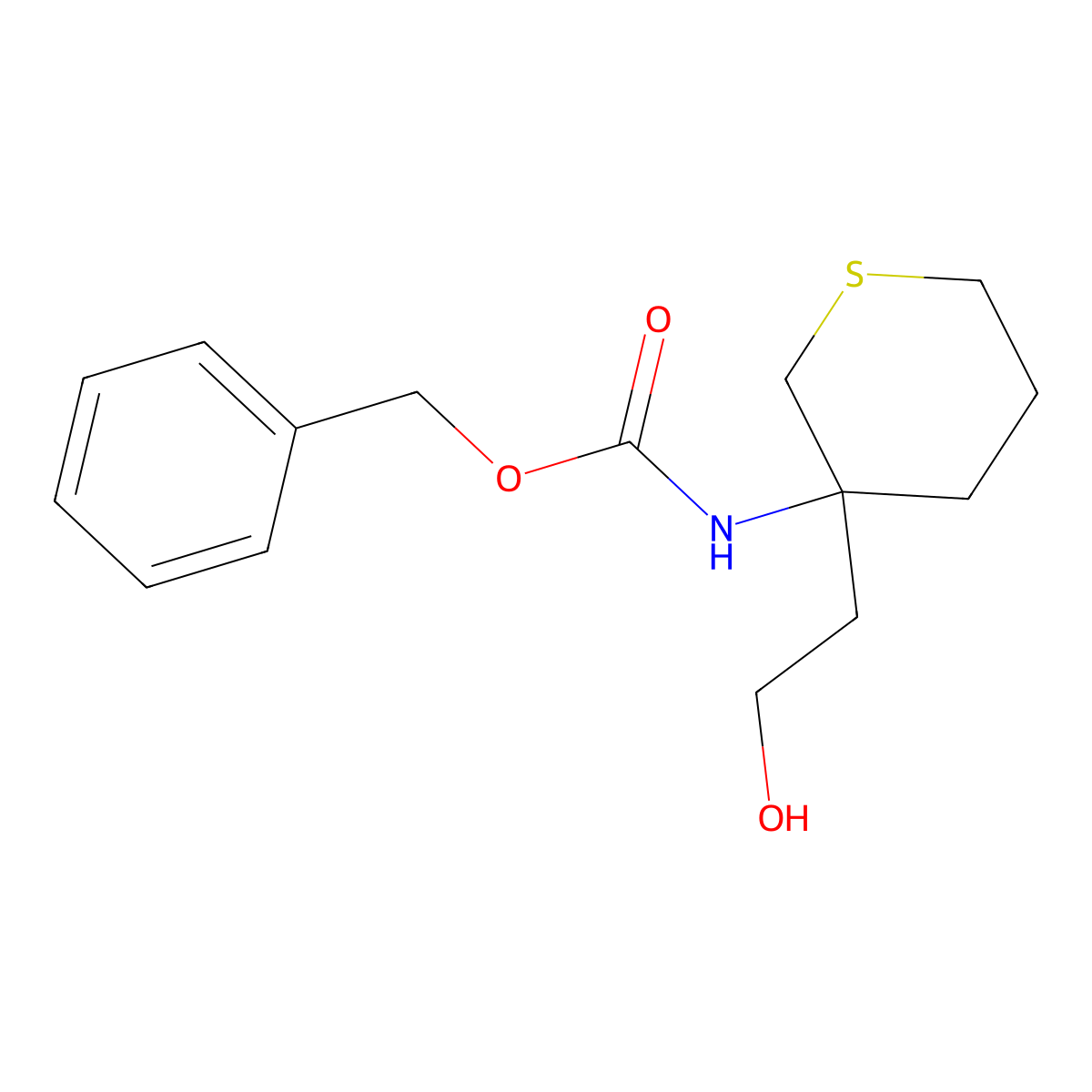 benzyl N-[3-(2-hydroxyethyl)thian-3-yl]carbamate molecular structure, CAS 2680848-85-3