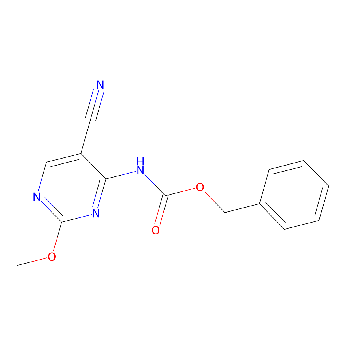 benzyl N-(5-cyano-2-methoxypyrimidin-4-yl)carbamate molecular structure, CAS 2680848-90-0