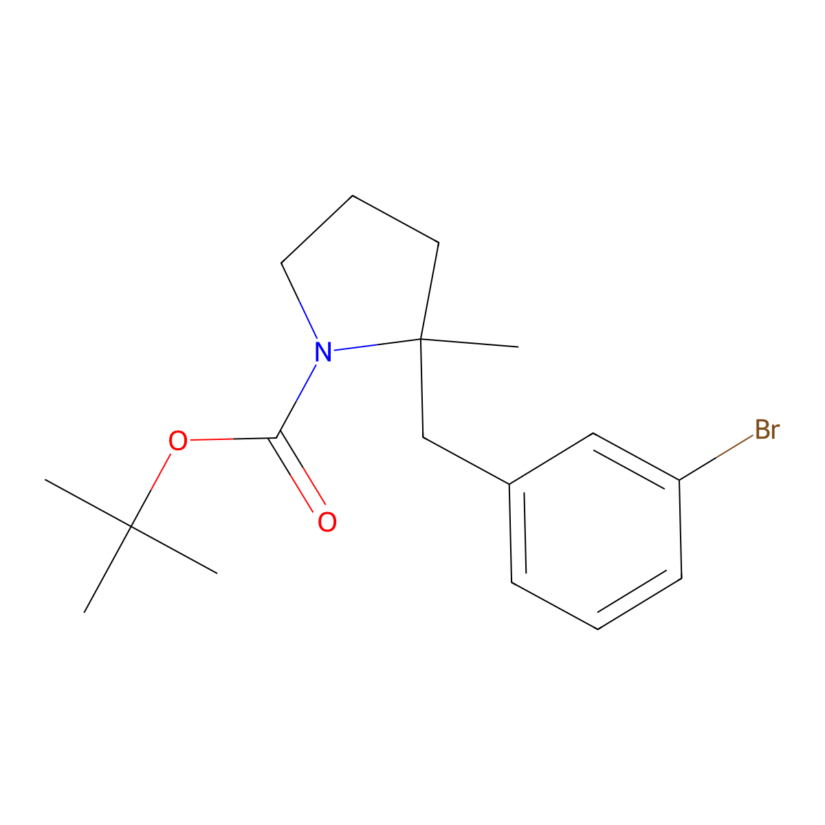 Tert-butyl 2-[(3-bromophenyl)methyl]-2-methylpyrrolidine-1-carboxylate molecular structure, CAS 2680848-91-1