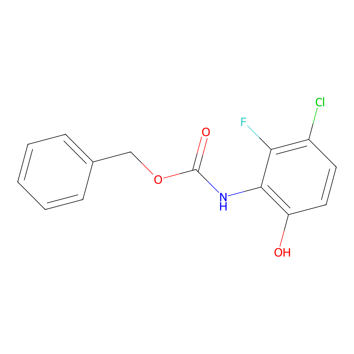 benzyl N-(3-chloro-2-fluoro-6-hydroxyphenyl)carbamate molecular structure, CAS 2680848-95-5