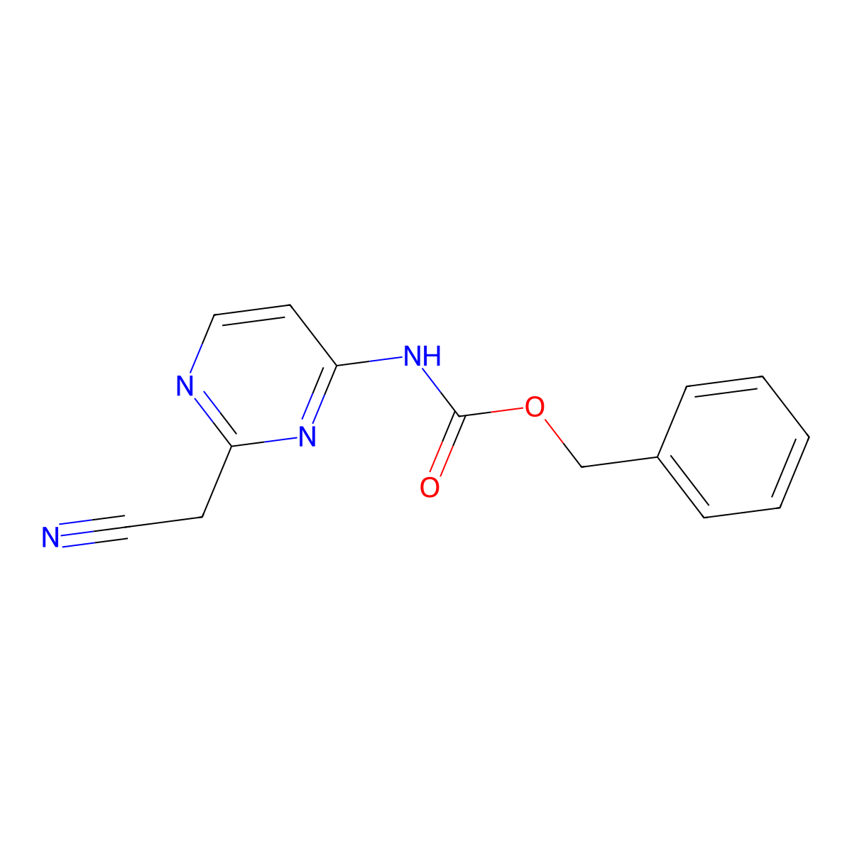 benzyl N-[2-(cyanomethyl)pyrimidin-4-yl]carbamate molecular structure, CAS 2680848-96-6