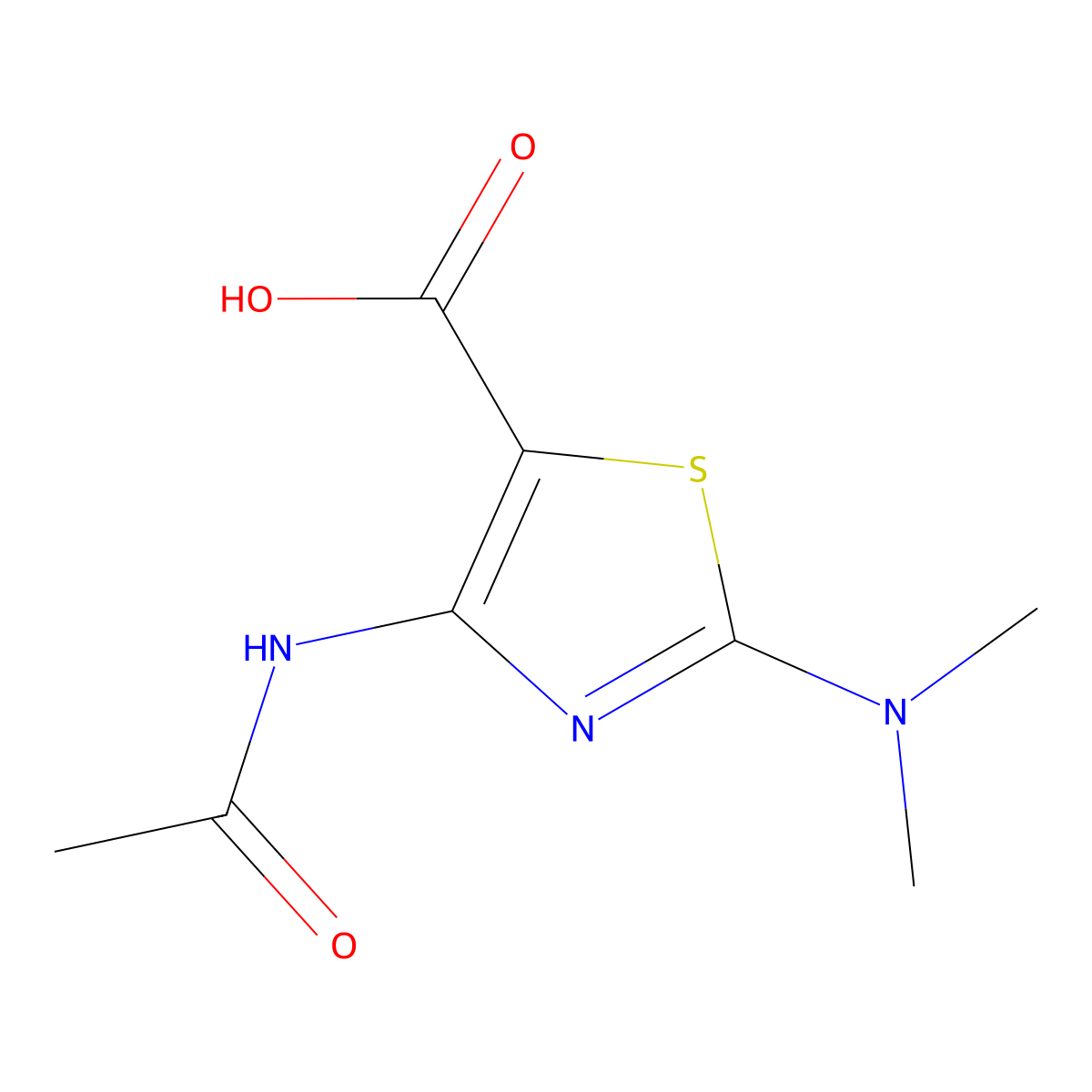2-(Dimethylamino)-4-acetamido-1,3-thiazole-5-carboxylic acid molecular structure, CAS 2680849-05-0